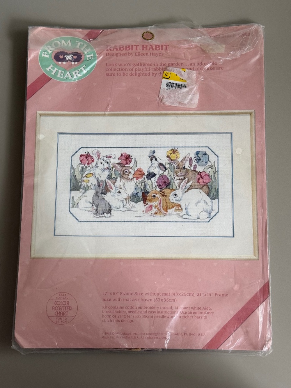Dimensions From The Heart Rabbit Habit by Eileen Hayes Vintage 1988 Cross Stitch